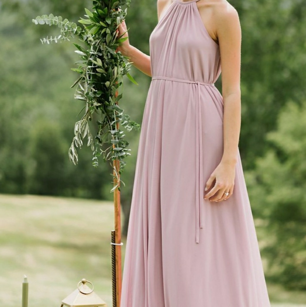 David's Bridal Belted Maxi Dress in Quartz